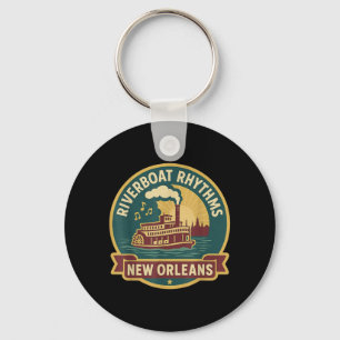 Riverboat Rhythms Shirt New Orleans Steamboat Jazz Keychain