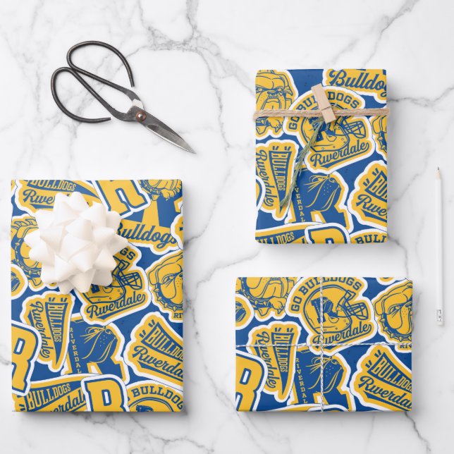 Riverdale Football and Cheer Pattern Wrapping Paper Sheet (Front)