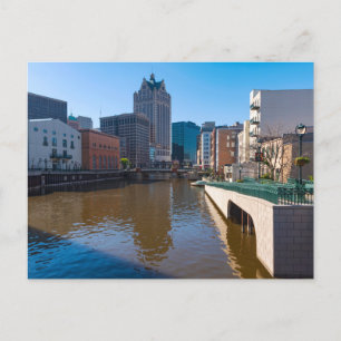 riverfront from kilbourn street in milwaukee postcard