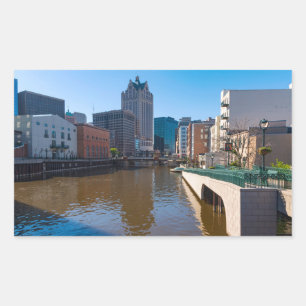 riverfront from kilbourn street in milwaukee sticker