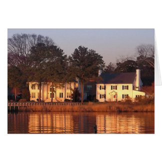 Riverfront Houses at Sunset