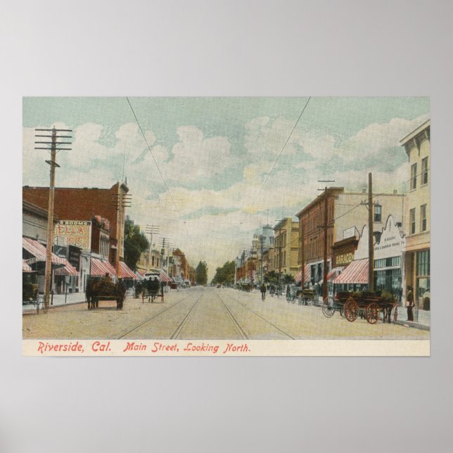 Riverside, CA Main Street View Looking North Poster (Front)