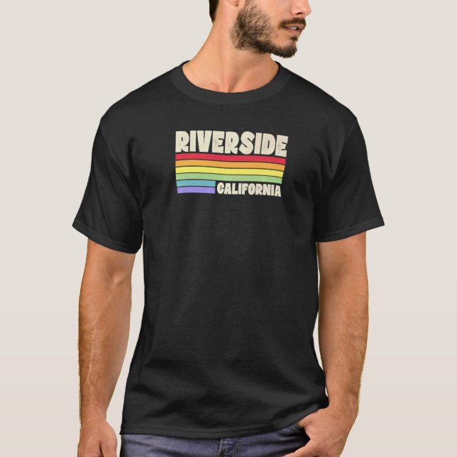 Riverside California Pride Rainbow Flag Gay Pride  T-Shirt (Front)
