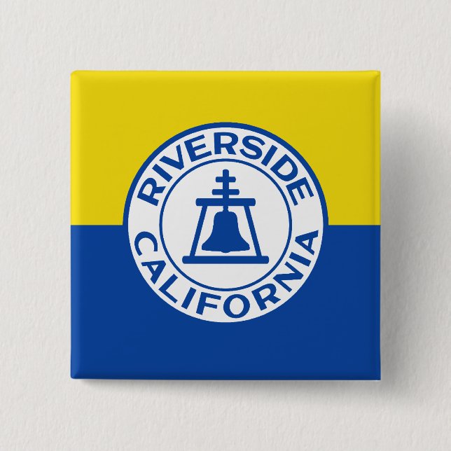 Riverside, California, United States flag 2 Inch Square Button (Front)