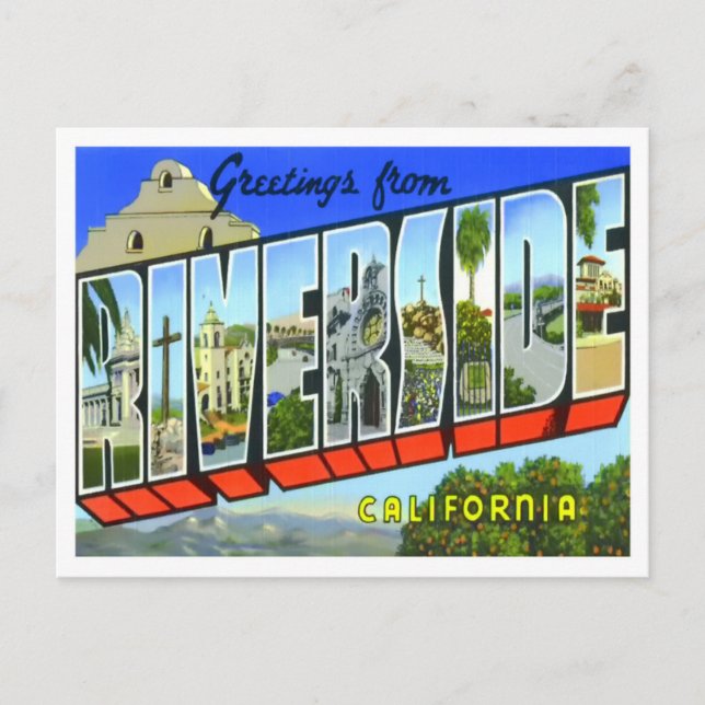 Riverside, California Vintage Big Letters Postcard (Front)