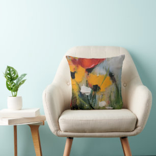 Riverside – Expressive Abstract Meadow Throw Pillow