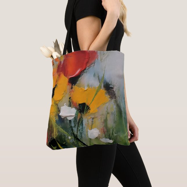 Riverside – Expressive Abstract Meadow Tote Bag (Close Up)