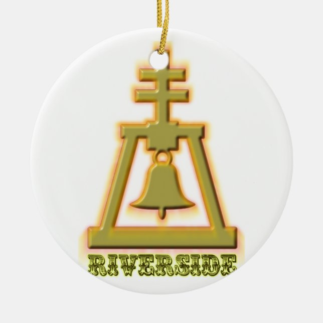 Riverside Raincross Ceramic Ornament (Front)