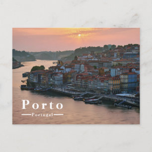 Riverside Sunset in Porto Portugal Holiday Postcard