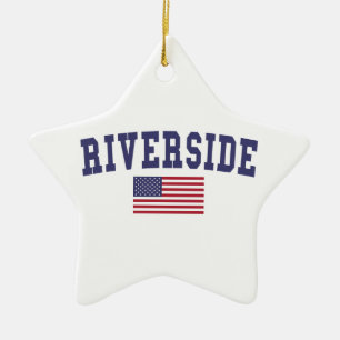 Riverside US Flag Ceramic Ornament