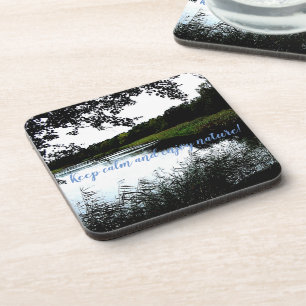 Riverside with branches and reed photo coaster