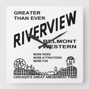 Riverview Amusement Park, Chicago, IL 1904-1967 Square Wall Clock