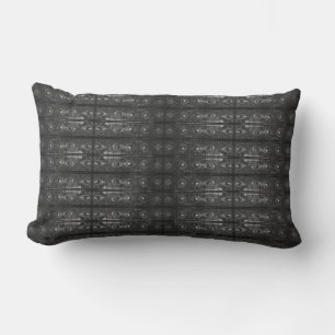 Riveted Nuts + Bolts Black Outdoor Lumbar Pillow
