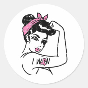 Riveter I Won Awareness Breast Cancer Survivor Wom Classic Round Sticker
