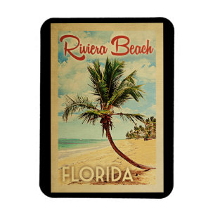 Riviera Beach Palm Tree Vintage Travel Magnet