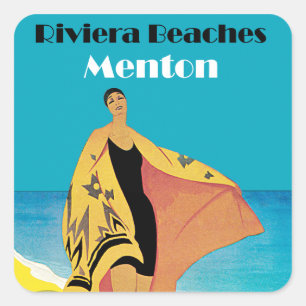 Riviera Beaches ~ Menton Square Sticker