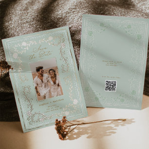 Riviera Floral Foil Save the Date Mint