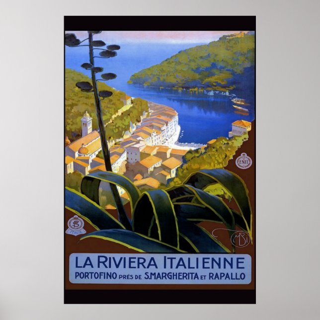 Riviera Italienne Vintage Italian Travel Poster (Front)