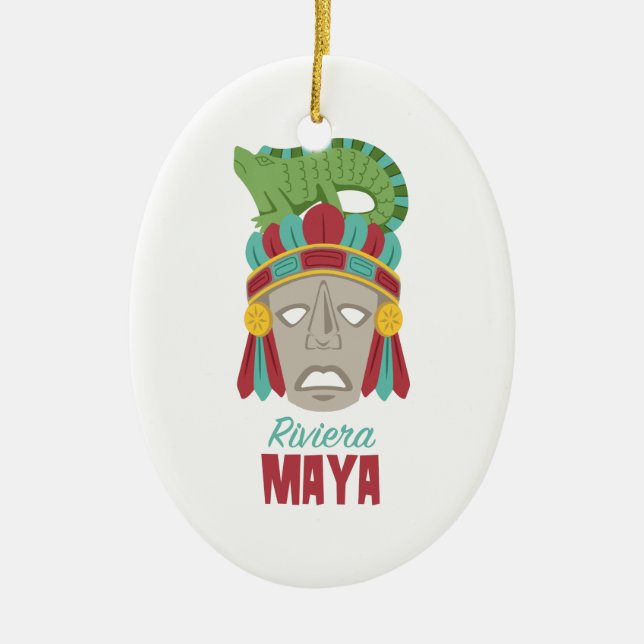 Riviera Maya Mask Ceramic Ornament (Front)