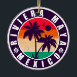 Riviera Maya Mexico Palm Trees Vintage Souvenirs Ceramic Ornament<br><div class="desc">Riviera Maya Mexico Vintage 60s Souvenirs. Riviera Maya Beach Mexico - Retro Tropical Palm Tree 60s Souvenirs Vintage design makes a great Christmas or Birthday gift for fans of Riviera Maya Beach. The retro summer vibe design is a perfect gift for travel lovers and tropical destination fans. - You can...</div>