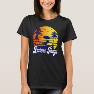 Riviera Maya Mexico Sunset Beach Retro T-Shirt
