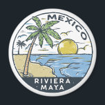 Riviera Maya Mexico Vintage Magnet<br><div class="desc">Riviera Maya vector art design. The Riviera Maya is a stretch of Caribbean coastline on Mexico’s northeastern Yucatán Peninsula.</div>