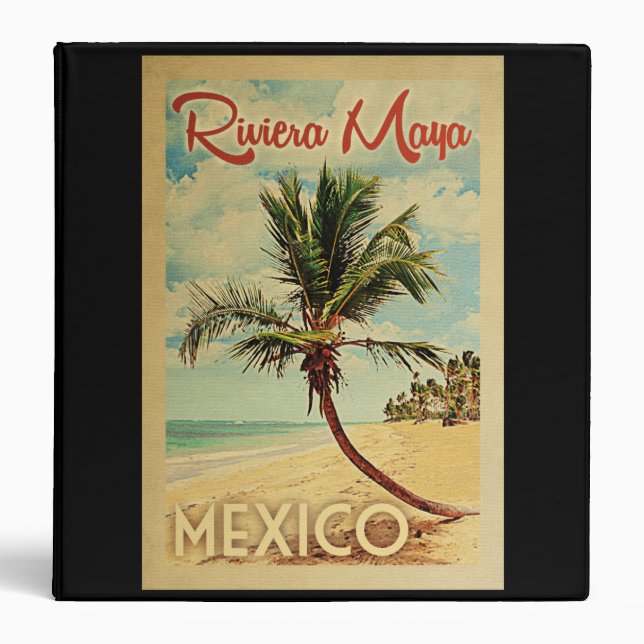 Riviera Maya Palm Tree Vintage Travel Binder (Front)