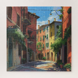 Riviera Street View of Colourful Italian Alley Jigsaw Puzzle