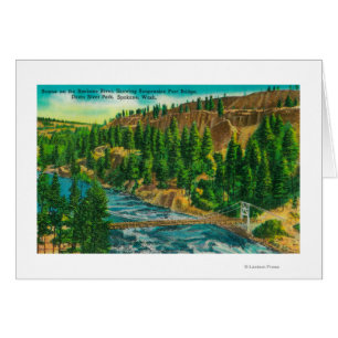 Rivière de Spokane et pont de pied de suspension