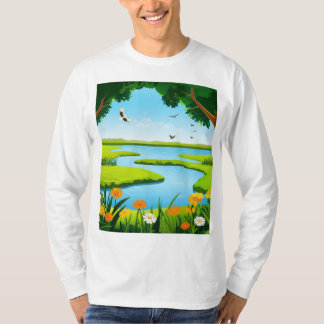 Rivière, Oiseaux et Nature : T-shirt Aquarelle pac