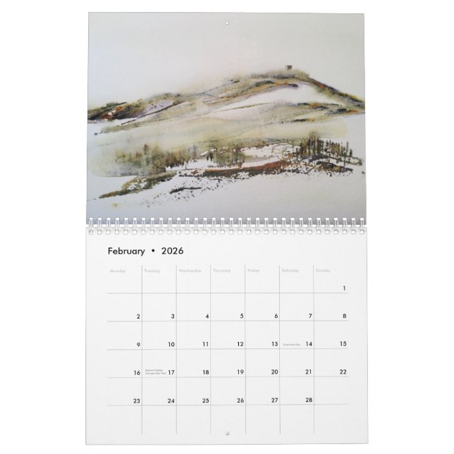 Rivington Lancashire 2023 Calendrier Art original (Feb 2026)