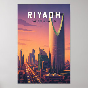Riyadh Saudi Arabia Illustration Travel Art Retro Poster