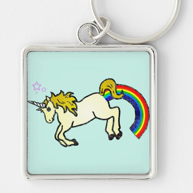 Riyah-Li Designs Rainbow Pooping Unicorn Keychain (Front)