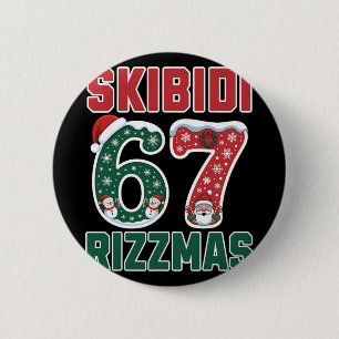 Rizz Christmas 67 Funny Xmas Gen Alpha Skibidi Riz 2 Inch Round Button