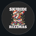 Rizz Christmas Santa Funny Xmas Gen Alpha Skibidi  Classic Round Sticker<br><div class="desc">Rizz Christmas Santa Funny Xmas Gen Alpha Skibidi Rizzmas</div>