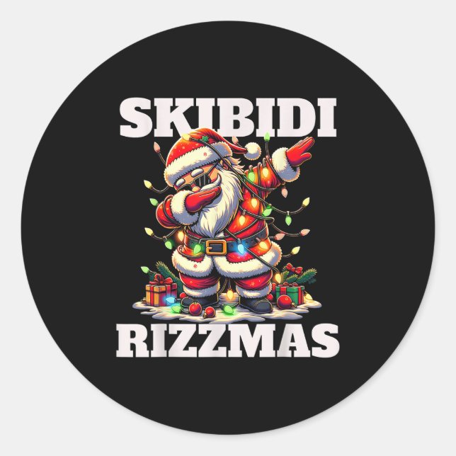 Rizz Christmas Santa Funny Xmas Gen Alpha Skibidi  Classic Round Sticker (Front)