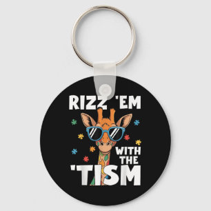 Rizz Em With The Tism Autism Giraffe Funny Autism  Keychain