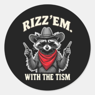 Rizz Em With The Tism Funny Meme Autism Awareness Classic Round Sticker