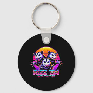 Rizz Em With The Tism Funny Meme Autistic Possums Keychain