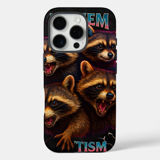 Rizz Em With The Tism Meme Autism Funny Racoon Case-Mate iPhone Case (Back)