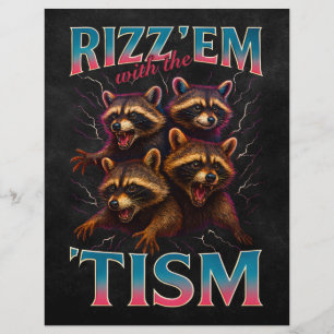 Rizz Em With The Tism Meme Autism Funny Racoon Flyer