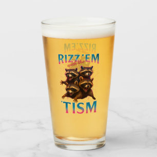 Rizz Em With The Tism Meme Autism Funny Racoon Glass