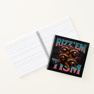 Rizz Em With The Tism Meme Autism Funny Racoon Notebook