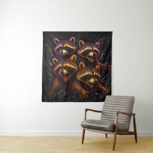 Rizz Em With The Tism Meme Autism Funny Racoon Tapestry