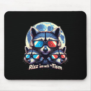 Rizz Em With The Tism Retro Vintage Raccoon Meme A Mouse Pad