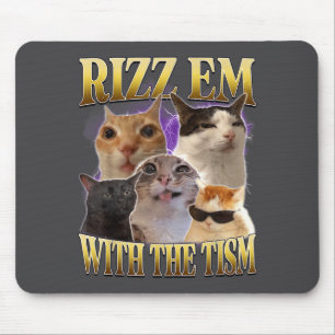 Rizz Em With The Tism Vintage Retro 90s Funny Cat  Mouse Pad