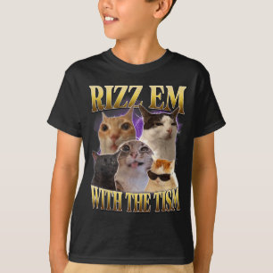 Rizz Em With The Tism Vintage Retro 90s Funny Cat  T-Shirt