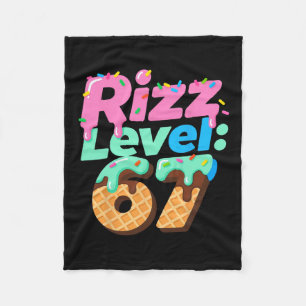 Rizz Level 67 Meme Shirt Ice Cream Drip Meme Six S Fleece Blanket