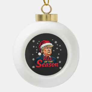 Rizz of The Season Funny Trump Christmas Santa  Ceramic Ball Christmas Ornament