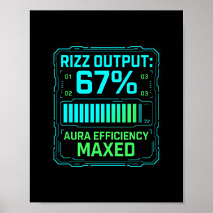 Rizz Output 67% Aura Efficiency Maxed Tech Gamer S Poster